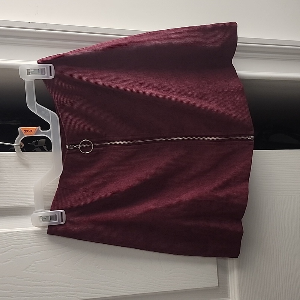 Wine colored corduroy skirt